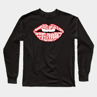 Vegan Movement Red Lips Word Collage Long Sleeve T-Shirt